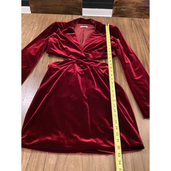 Revolve Nicholas Gabriela Red Velvet Blazer cut out long sleeve mini Dress 10 - Picture 3 of 13
